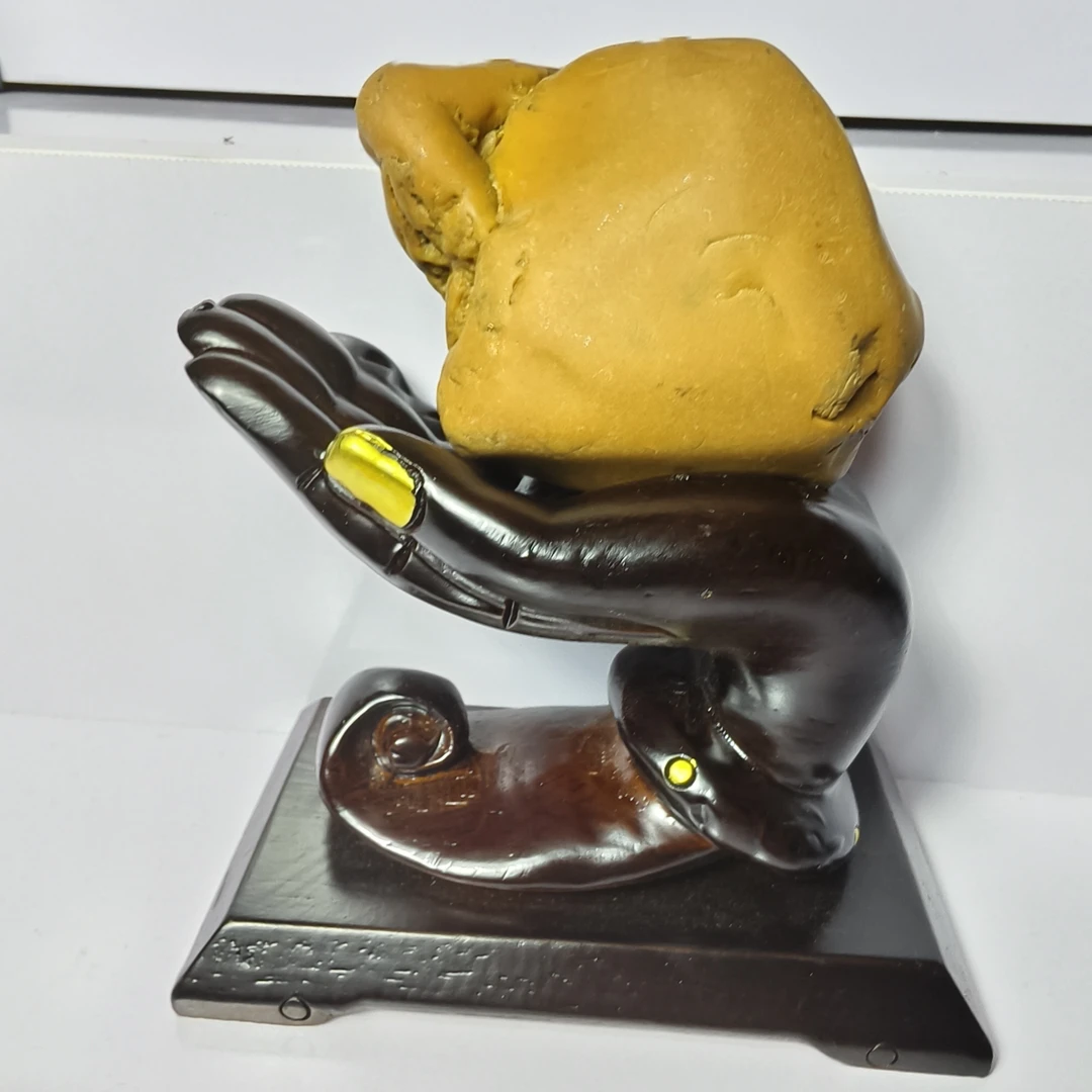 非洲黑檀木佛手创意奇石底座免挖槽通用奇石底座掌中宝手指底座