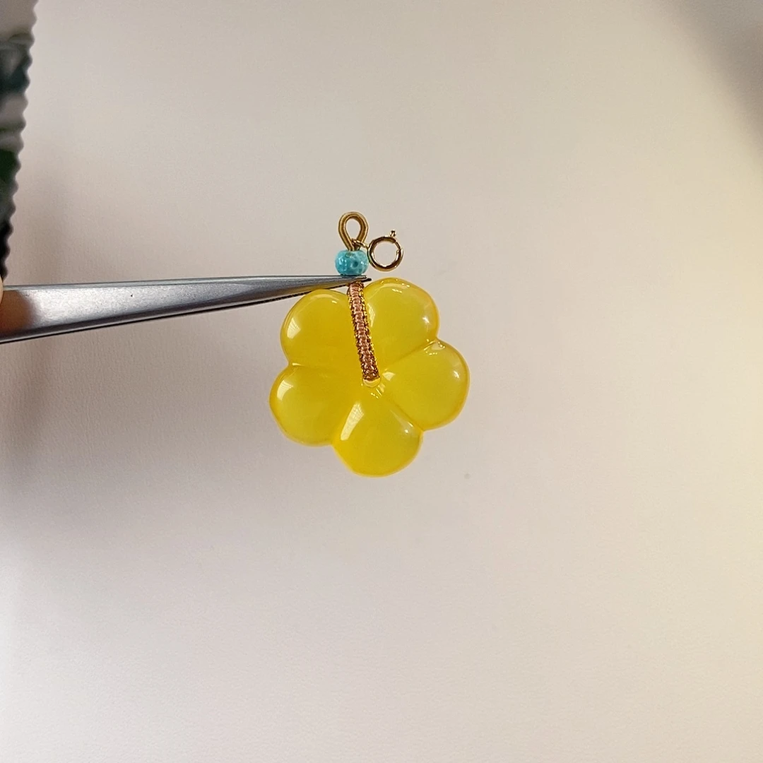 蜜蜡颈饰18K金镶嵌