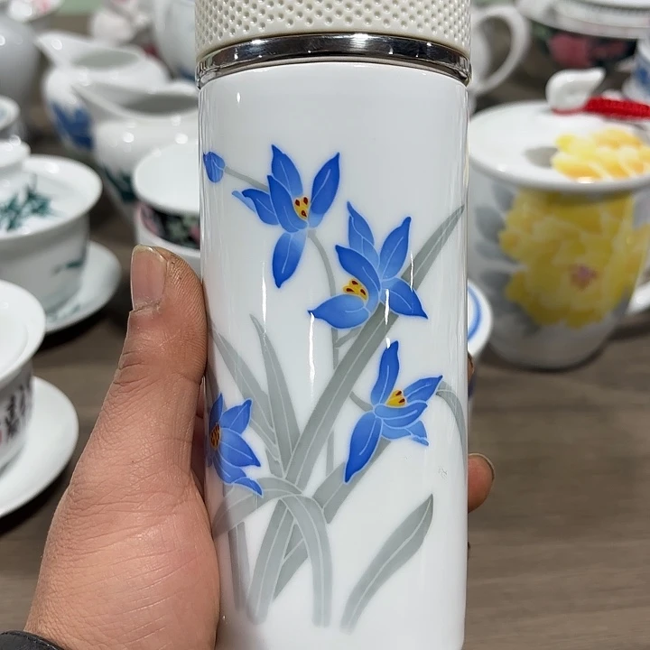 陶蓝藻保温杯，保温杯，保温杯