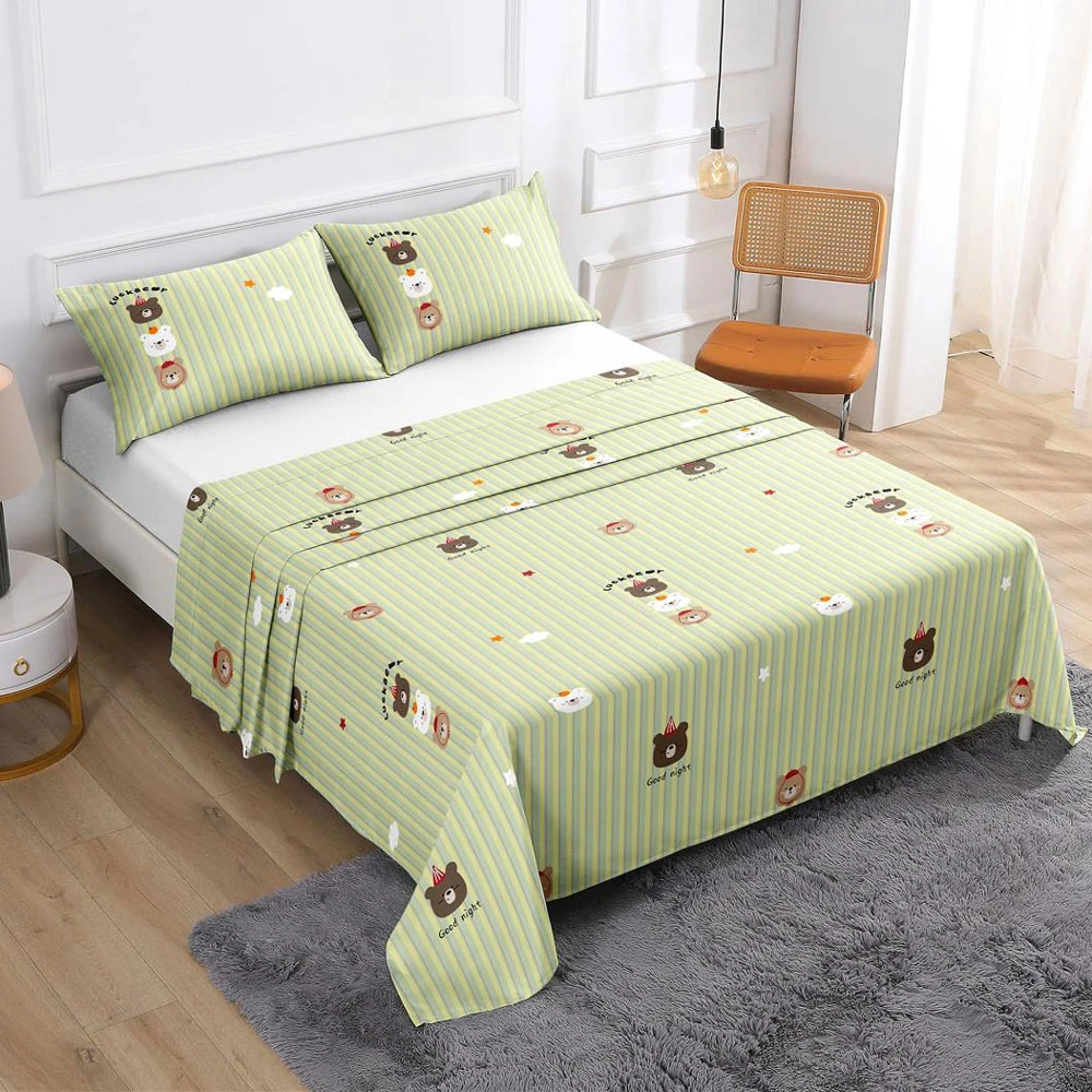 三只小熊】加厚加密大粗布包边透气1.5/1.8/2米宿舍炕单枕套床单