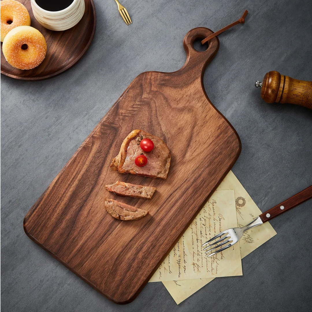 整木北美黑胡桃木手柄款小菜板水果板整木原木菜板家用切菜板