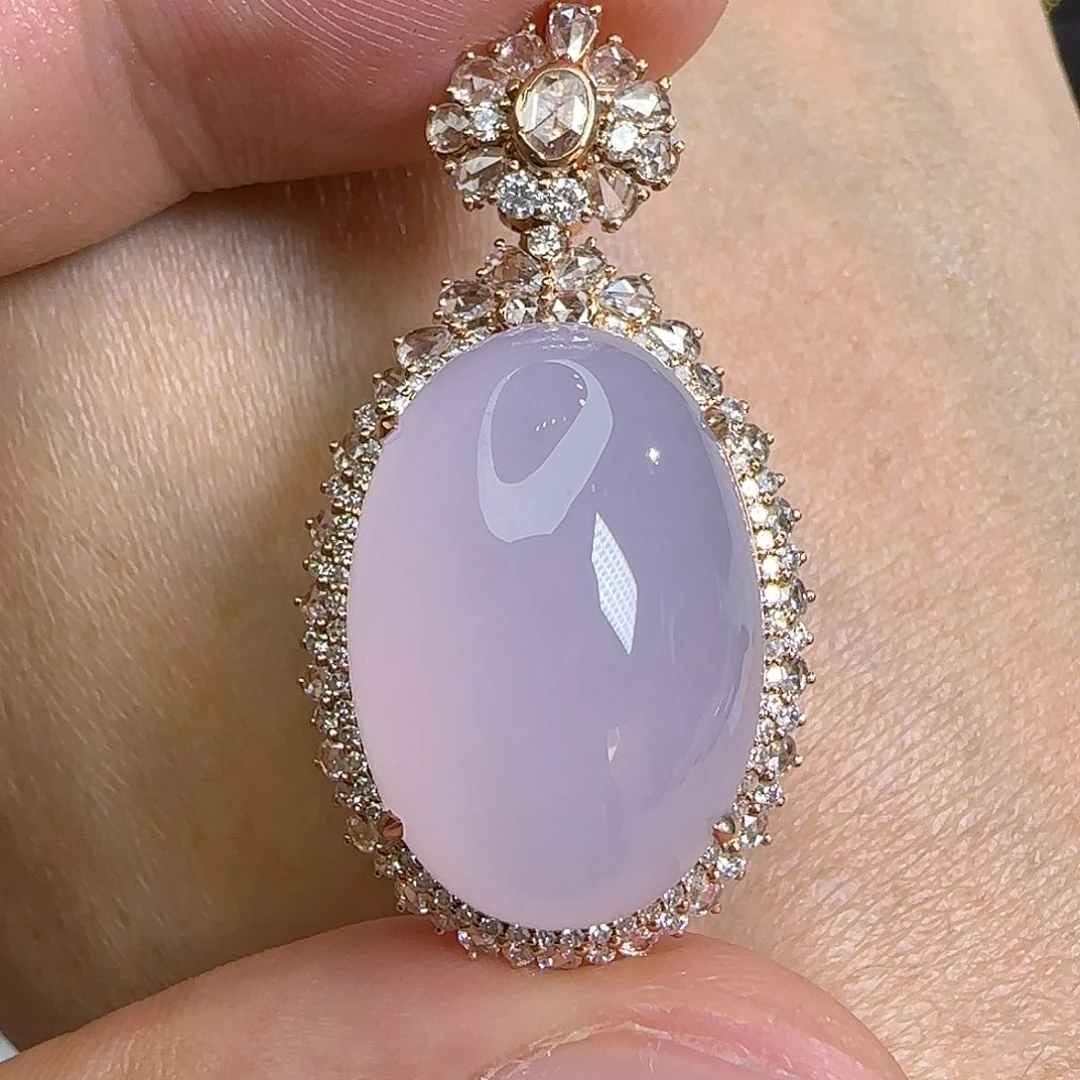 颈饰18K金镶嵌翡翠天然翡翠