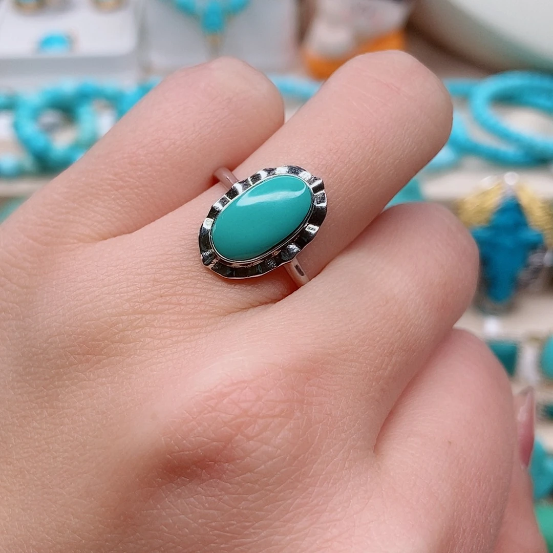 绿松石戒指银S925镶嵌
