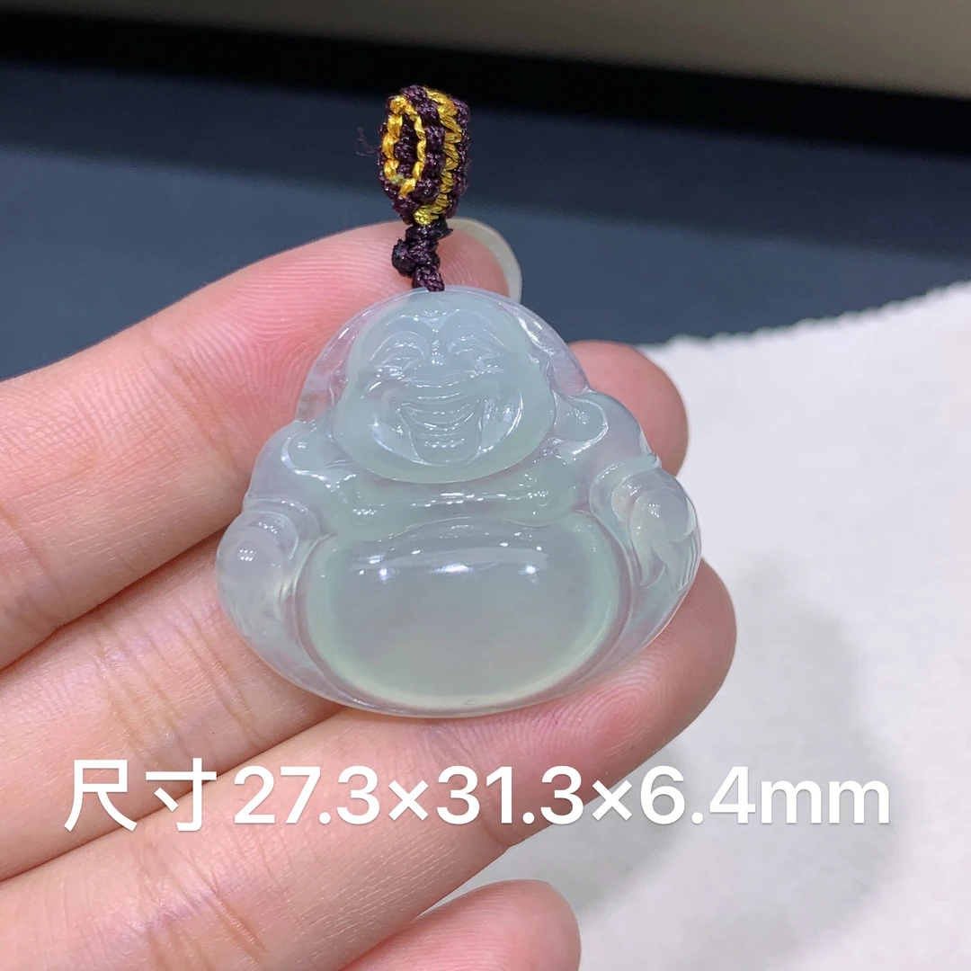 缅甸天然A货翡翠 冰种晴水绿佛公吊坠 玉质细腻 k135