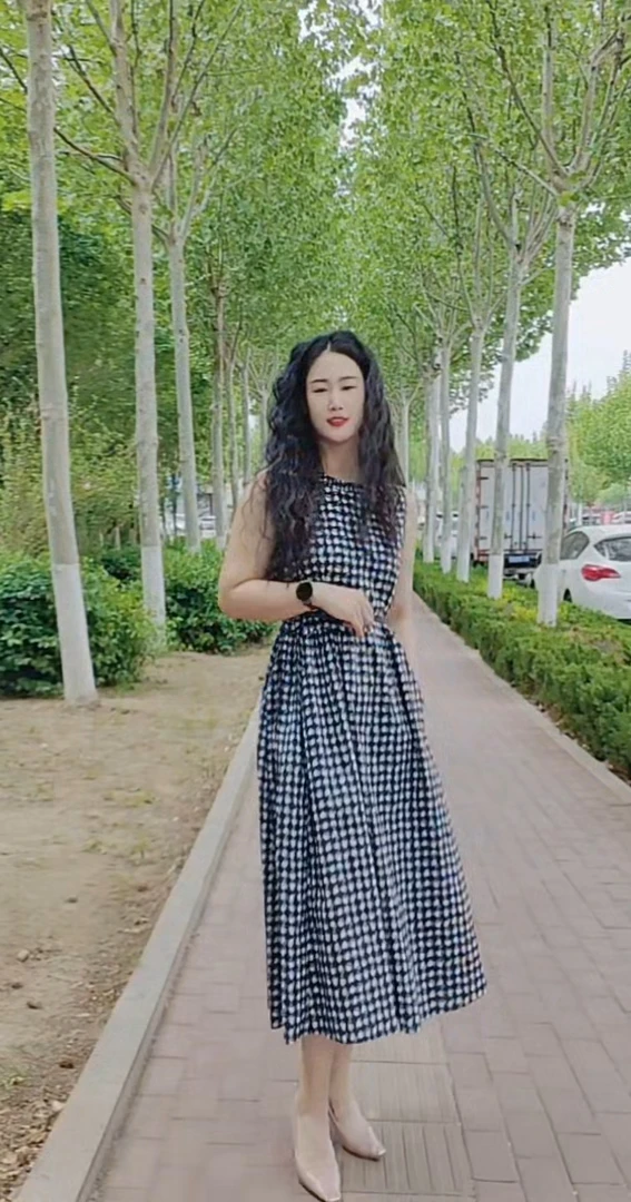 夏印花春季无袖连衣裙长款圆领泡泡韩版