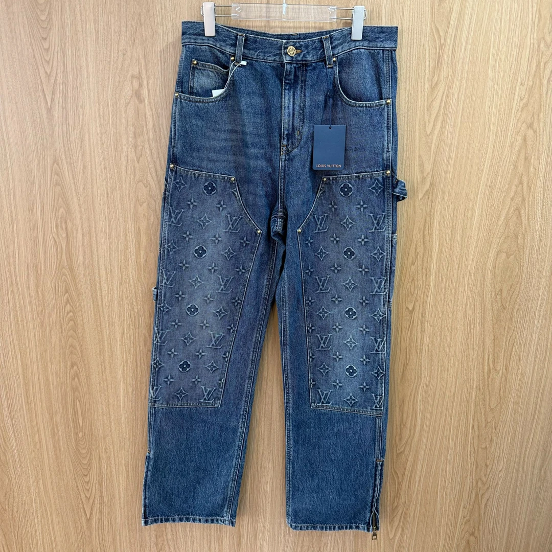 未使用 LouisVuitton/路易威登 蓝色伐木牛仔裤31码259701