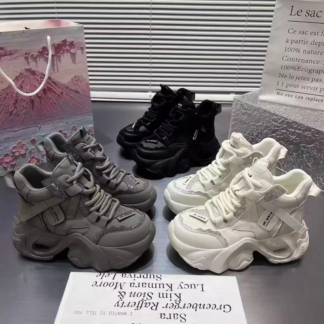 2025新款老爹鞋女爆款百搭秋冬季内增高厚底小个子休闲高帮运动鞋