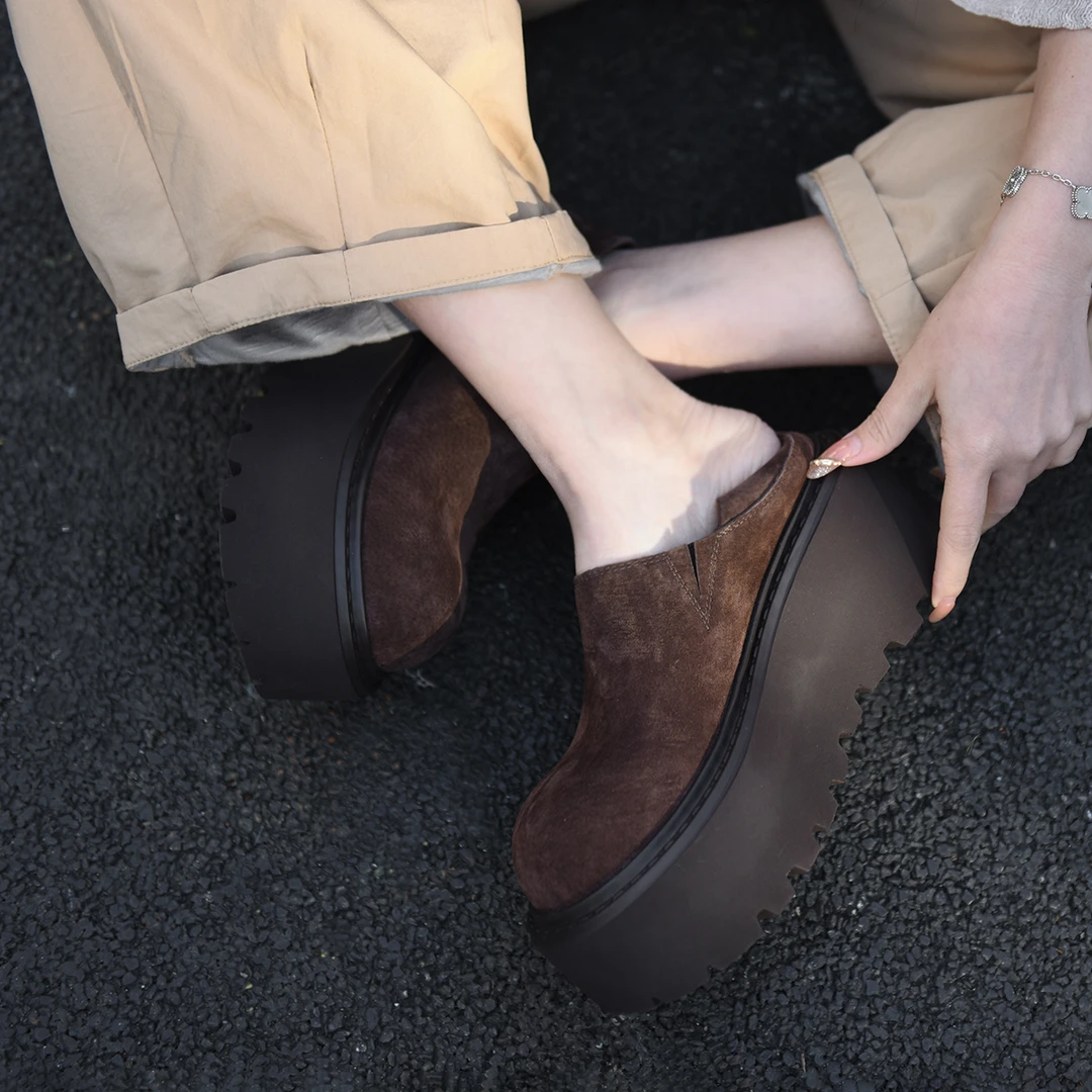 Artmu阿木7.5cm厚底勃肯鞋两穿单鞋防水台坡跟松糕鞋春新款9110-3