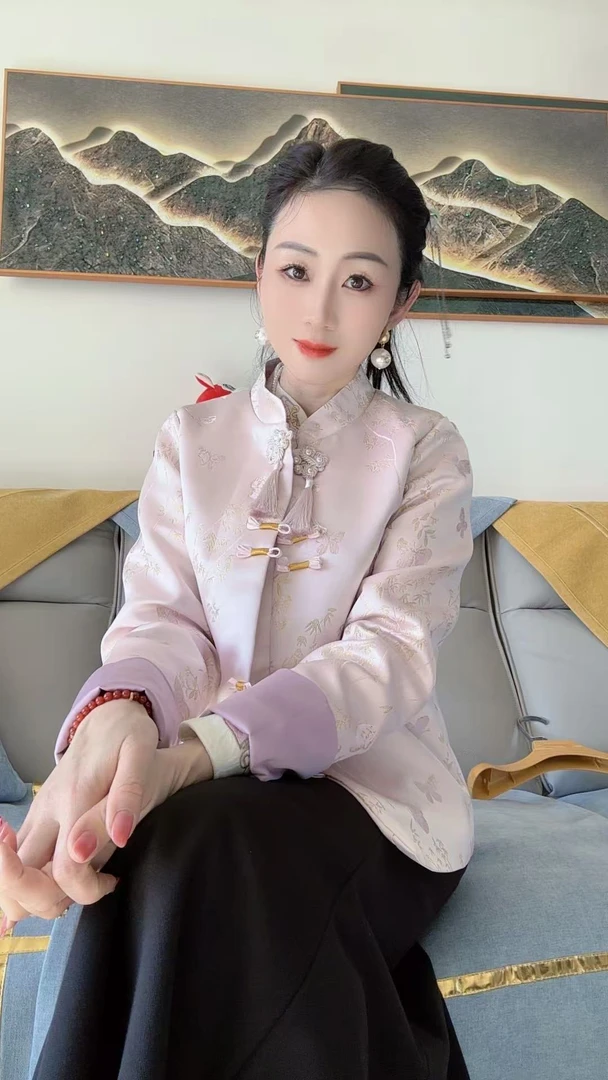 【慧姐专属】故春新中式国风时尚气质复古盘扣重工刺绣立领女外套