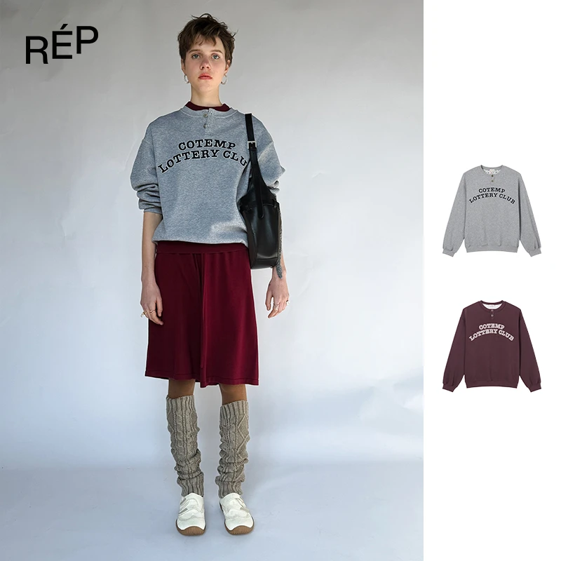 REP-COTEMP设计师品牌灰/李子红头彩俱乐部复古卫衣 25FW成衣