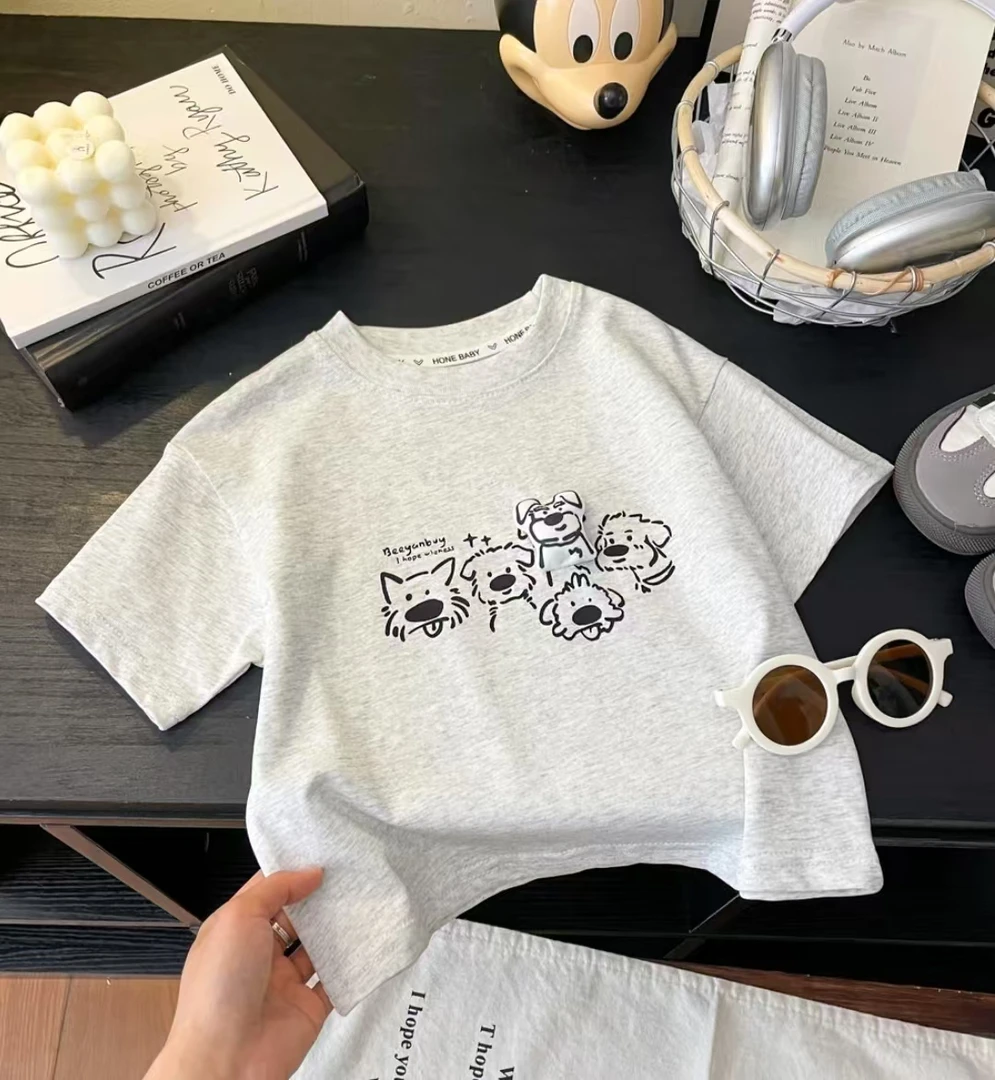 2025韩系新款儿童纯棉半袖夏款韩版休闲短袖酷帅T恤纯棉立体玩偶