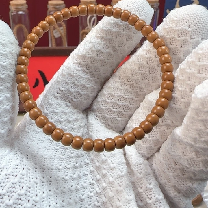 橄榄核手串蜜*老挝核尖单圈5.0mm极线弧