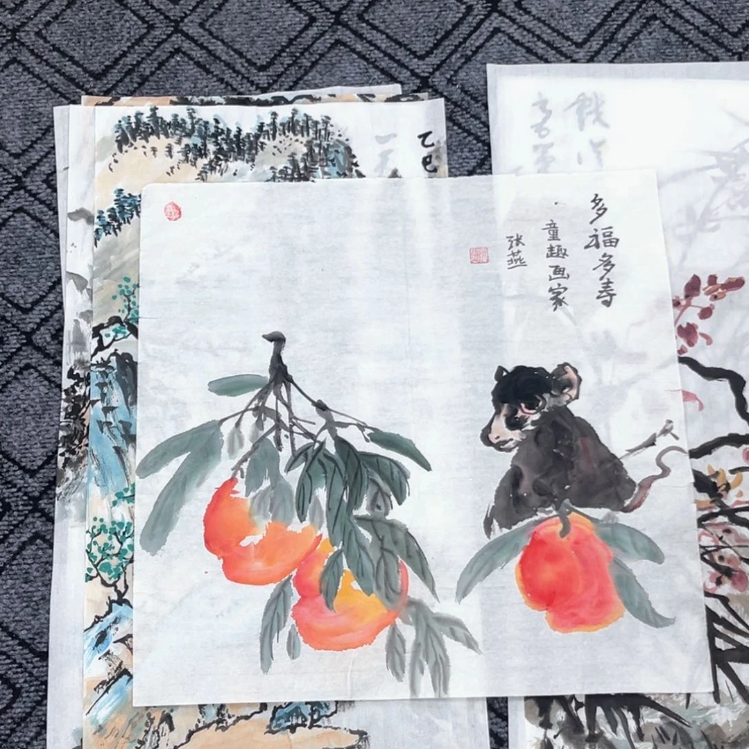 国画老师三尺斗方花鸟作品