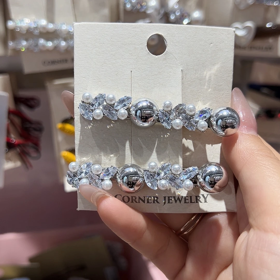 无非金属银色球球钻钻鸭夹一对