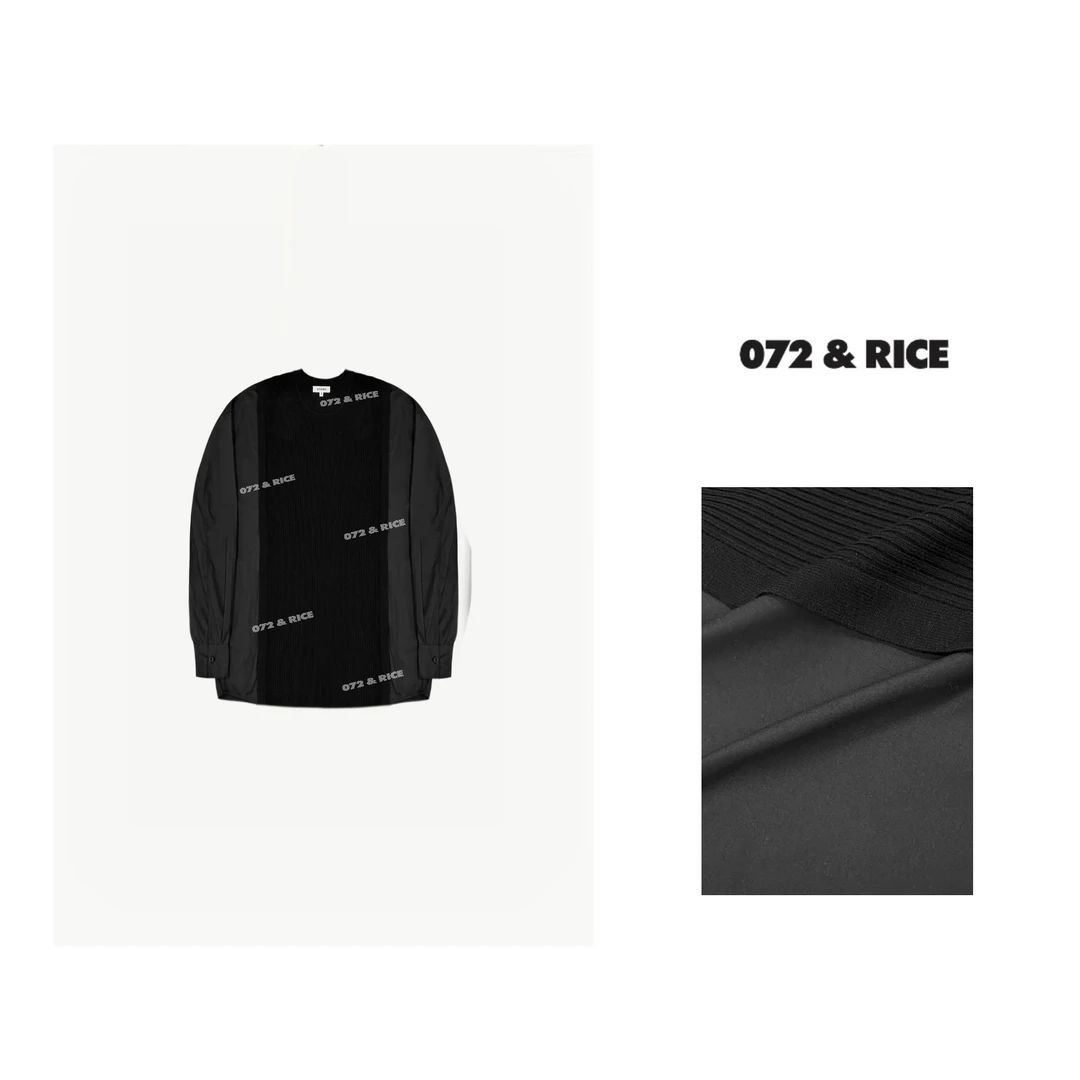 072 & RICE【多美】秋季休闲圆领拼接长袖针织衫 24JH08 FF11