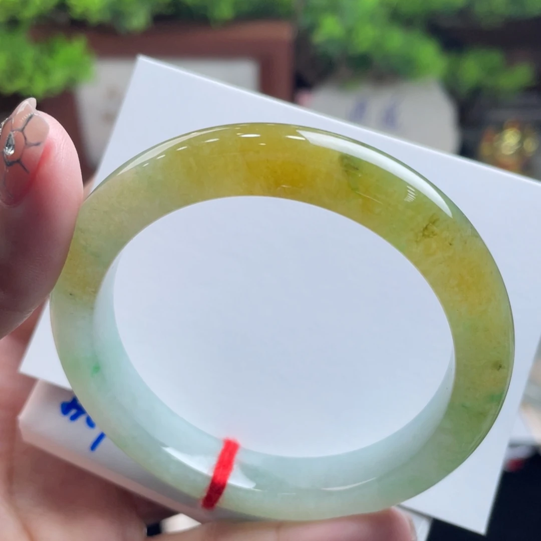 翡翠未镶嵌手镯54.6冰黄加绿