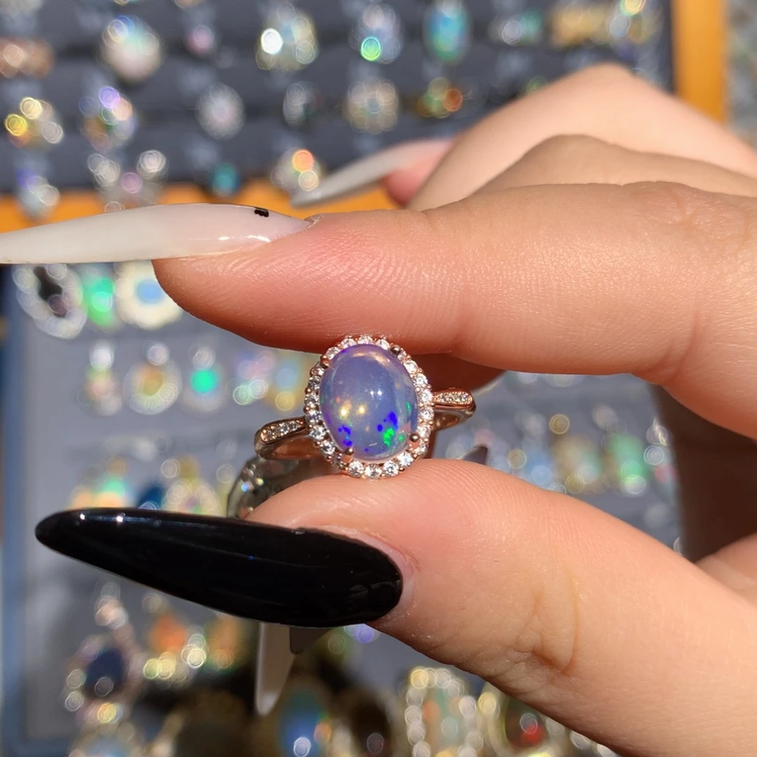 银S925镶嵌欧泊欧泊戒指t