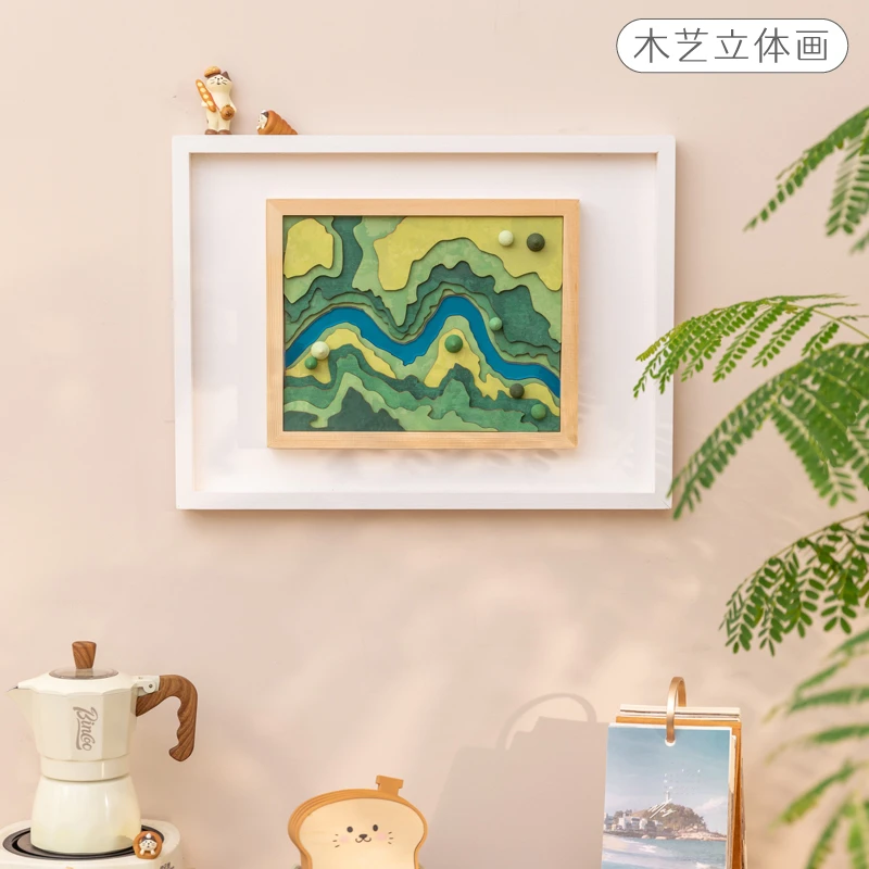 阿楹 餐边柜电视沙发背景墙3d立体壁画山水轻奢高级床头装饰挂件