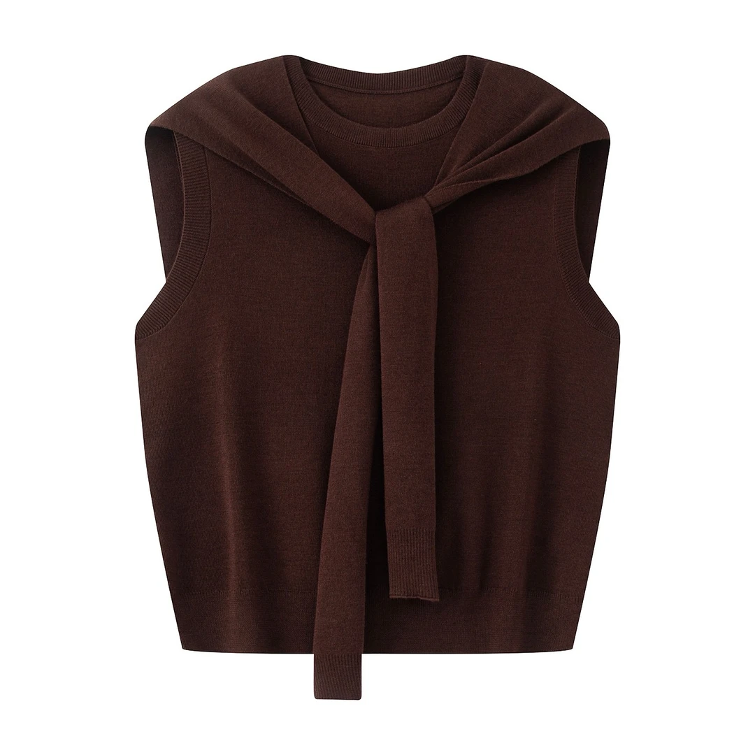 2025夏秋季新款披肩针织衫无袖上衣女3048