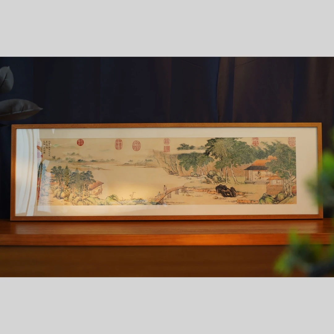 【 携琴访友图】135*40cm 山水画新中式客厅办公室挂画背景墙