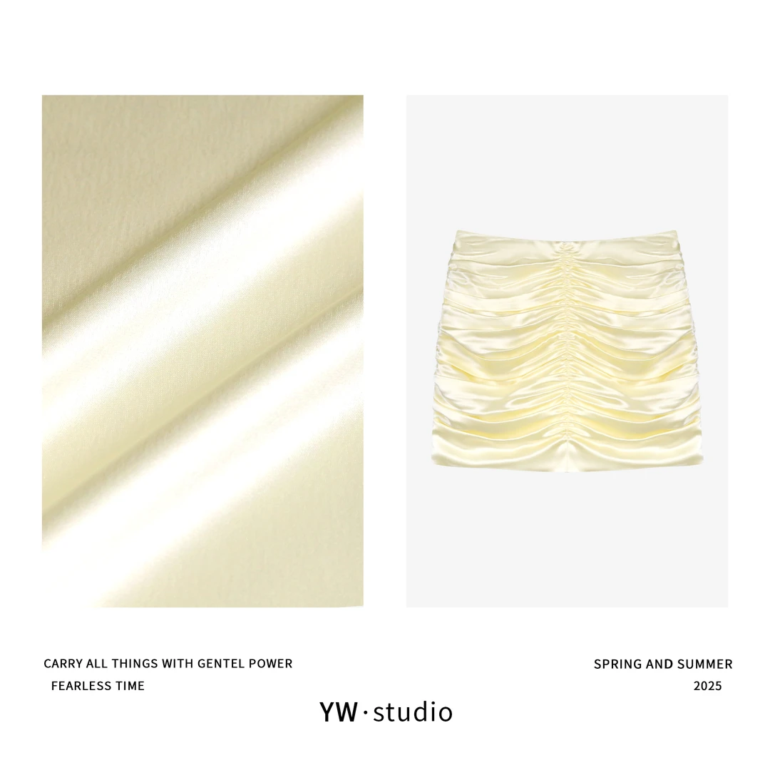 YUWEI/定制 高智感活力少女感满满手工压褶75%醋酸半裙 CYP25179