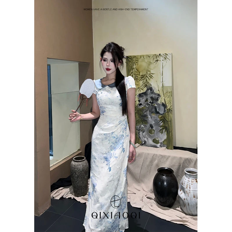 七小七Sicily【云山觅境】新中式国风温柔清冷感旗袍连衣裙女夏季