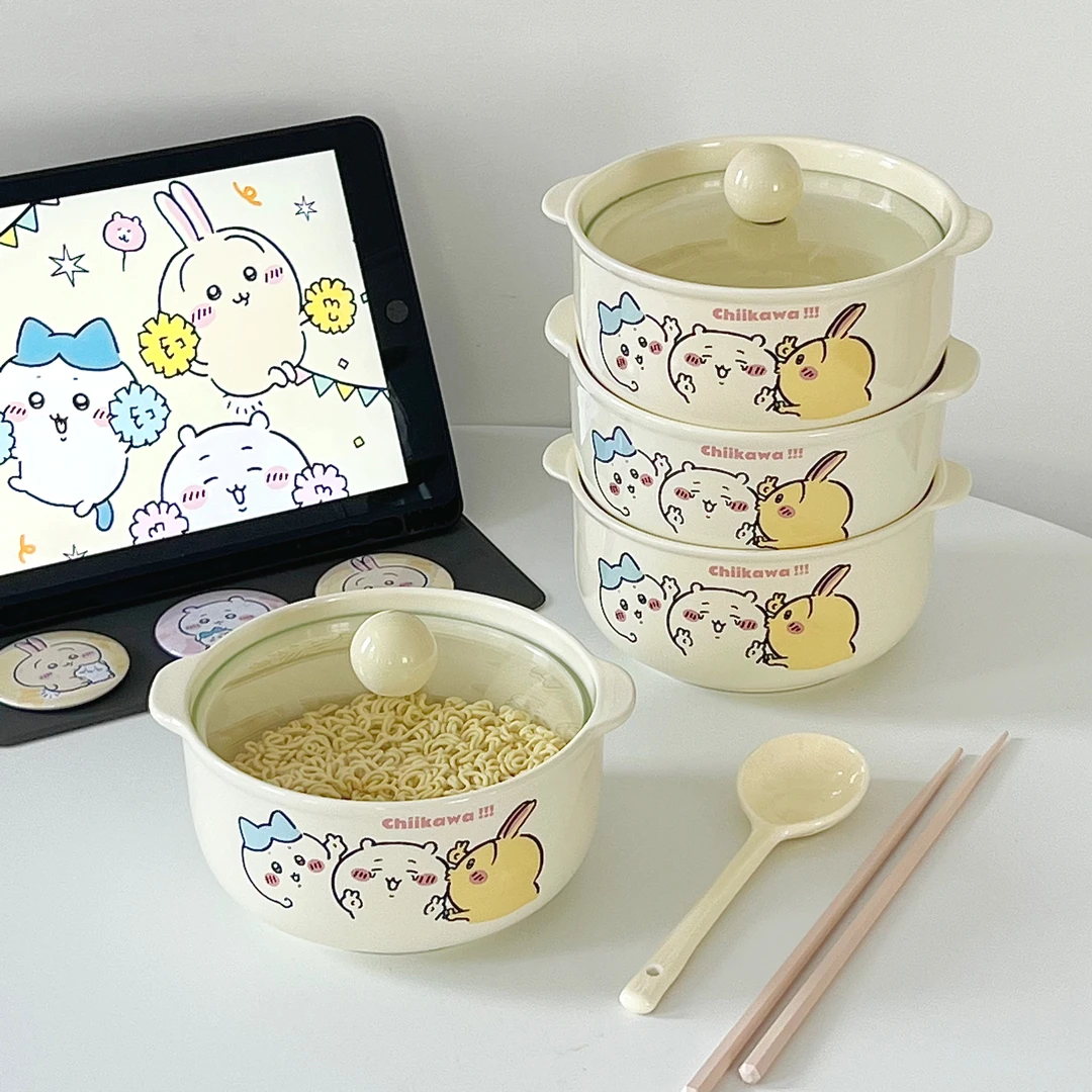 ins奶油可爱乌萨奇泡面碗高颜值陶瓷带盖螺蛳粉碗食堂宿舍饭碗