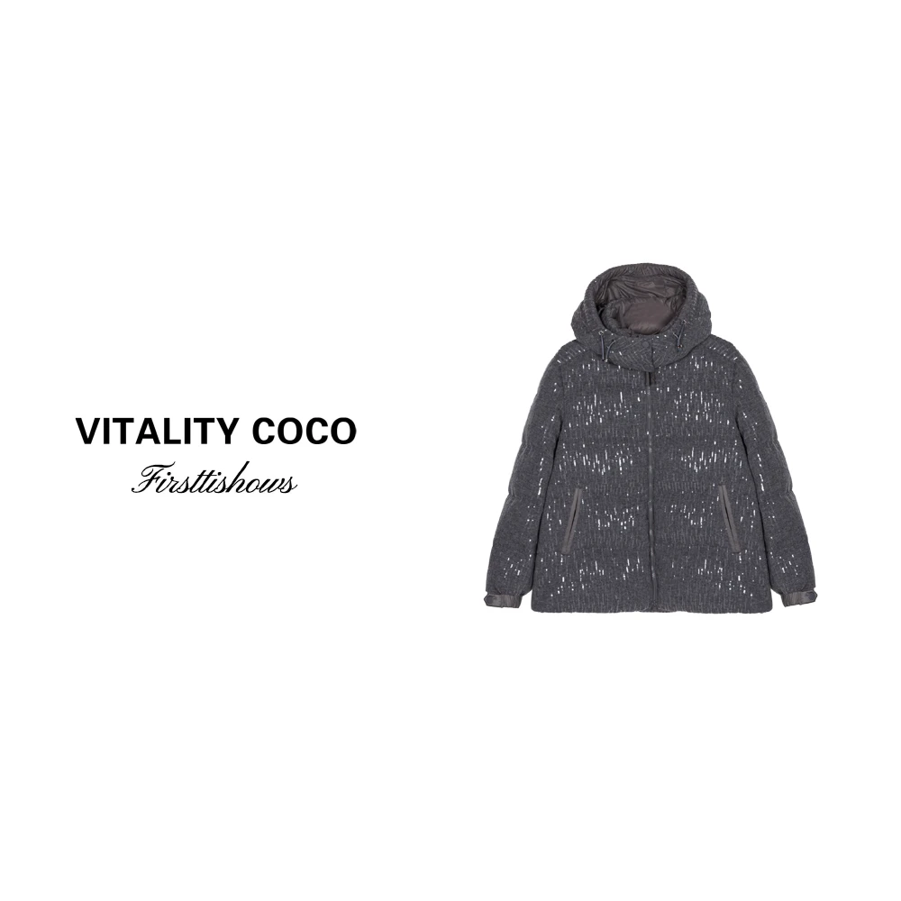 「VITALITY COCO」20上新热卖亮片羊绒连帽羽绒服-1700