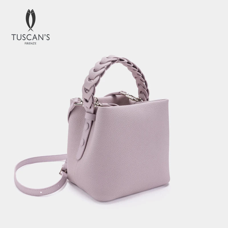 TUSCAN'S轻奢高级牛皮单肩斜挎包菜篮子包镂空手提水桶包TS时代