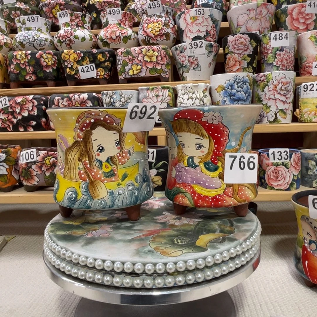 Dan手绘多肉花盆2个