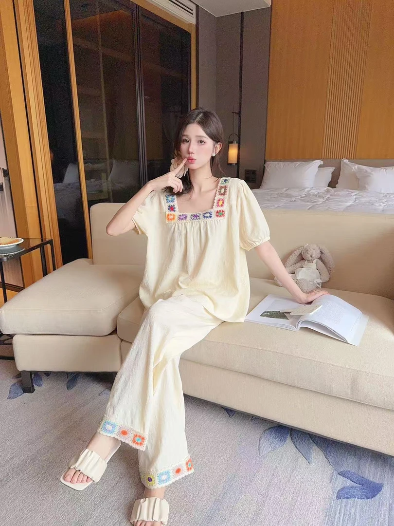 【全棉】抹茶绿棉睡衣长袖长裤套装2025春季新款c