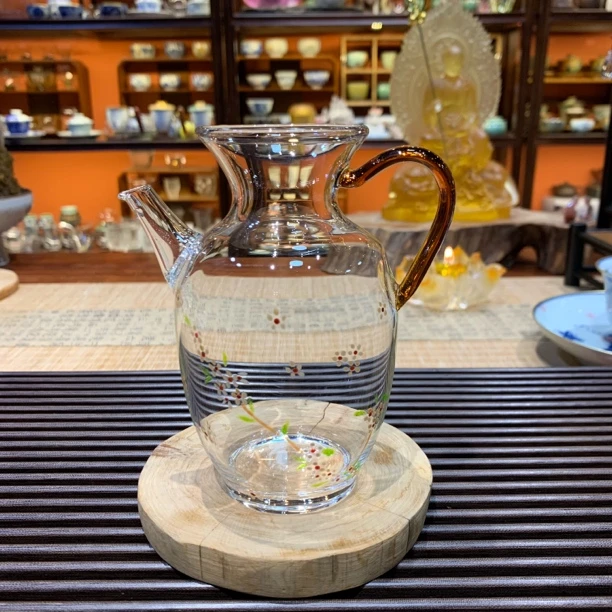 绿茶壶手绘300毫升耐热玻璃公道杯茶海茶具