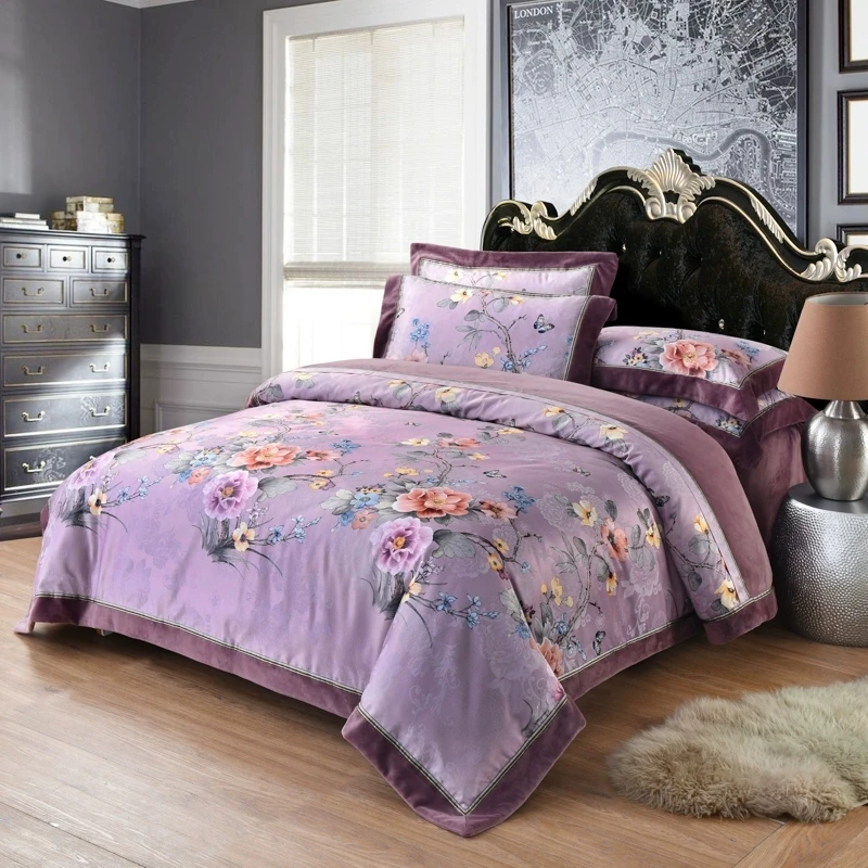 高端欧式一面布一面绒四件套A面提花B牛奶绒冬季加绒保暖床上用品