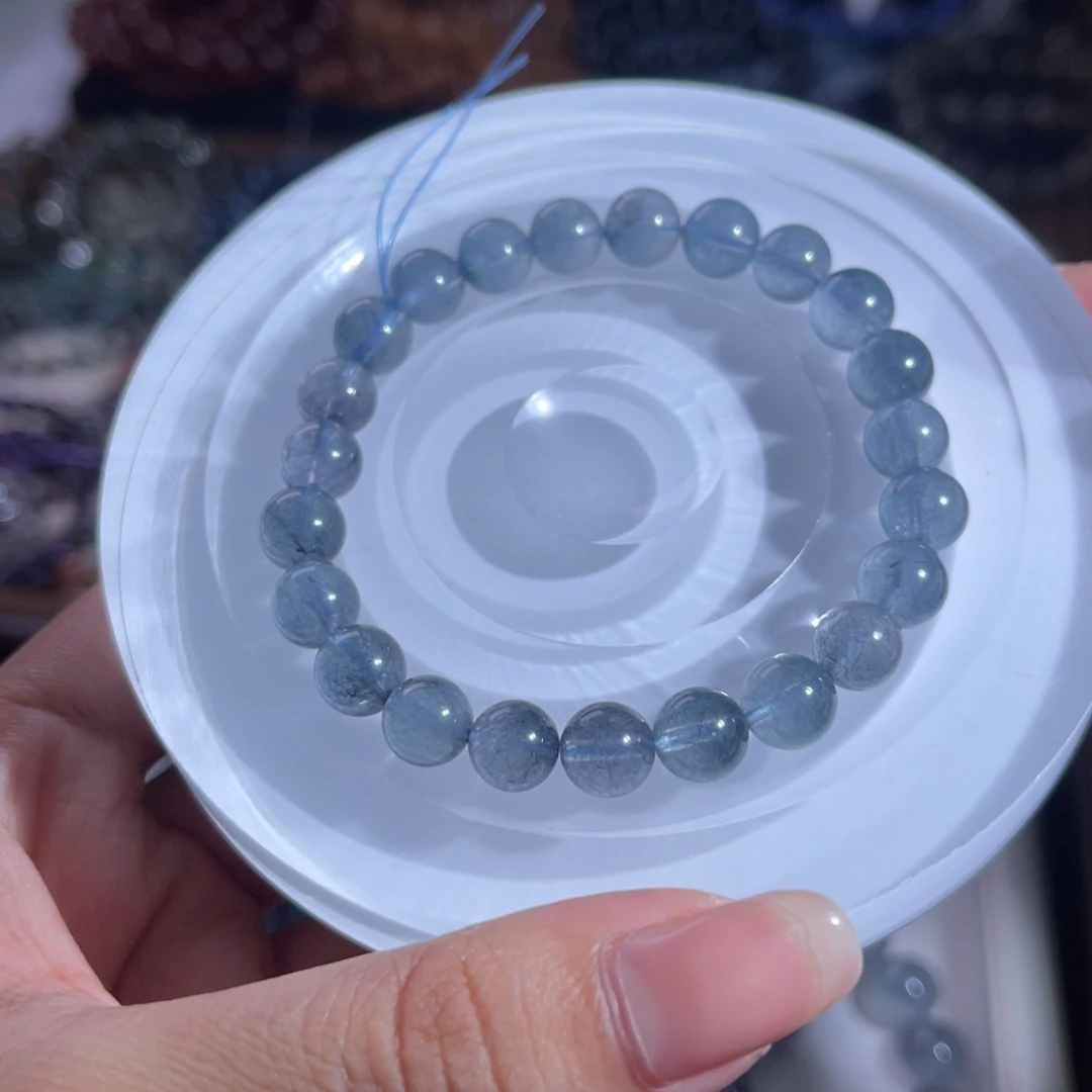 未镶嵌手串水晶蓝兔毛