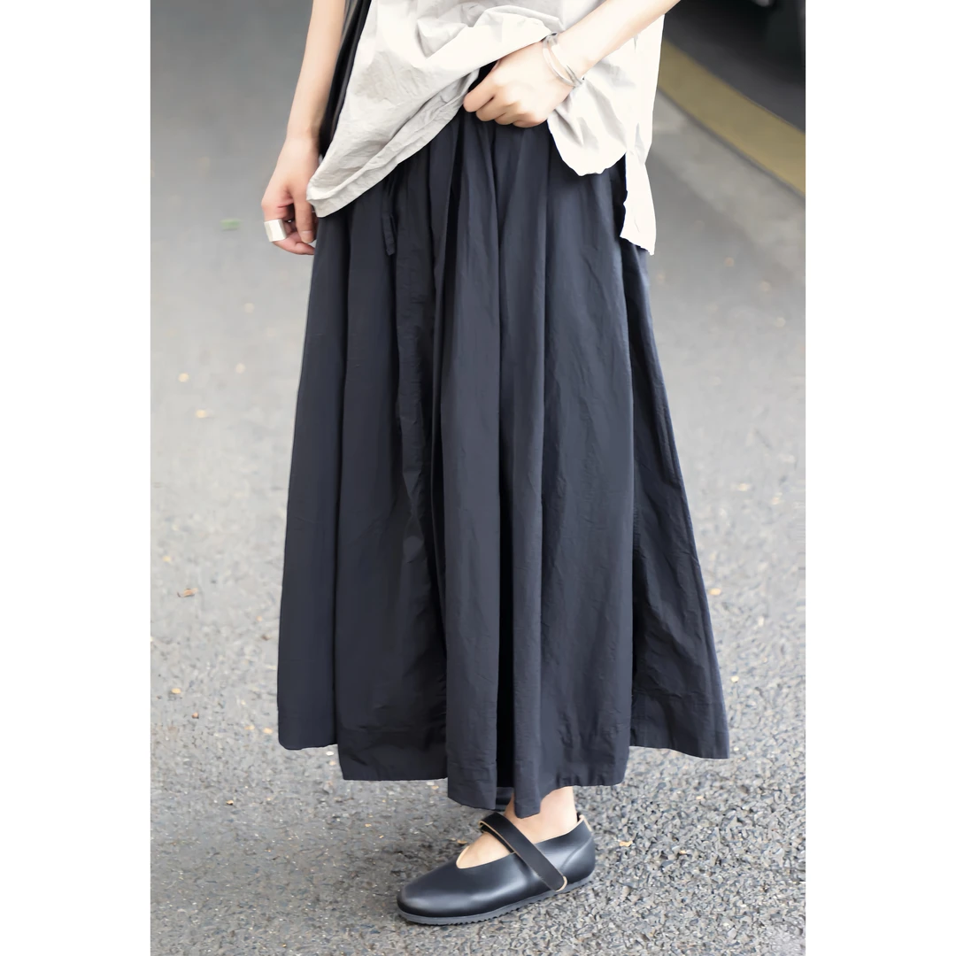 Li Wang/里望设计师款 日本进口纸感棉  时尚松紧腰纯色百搭半裙