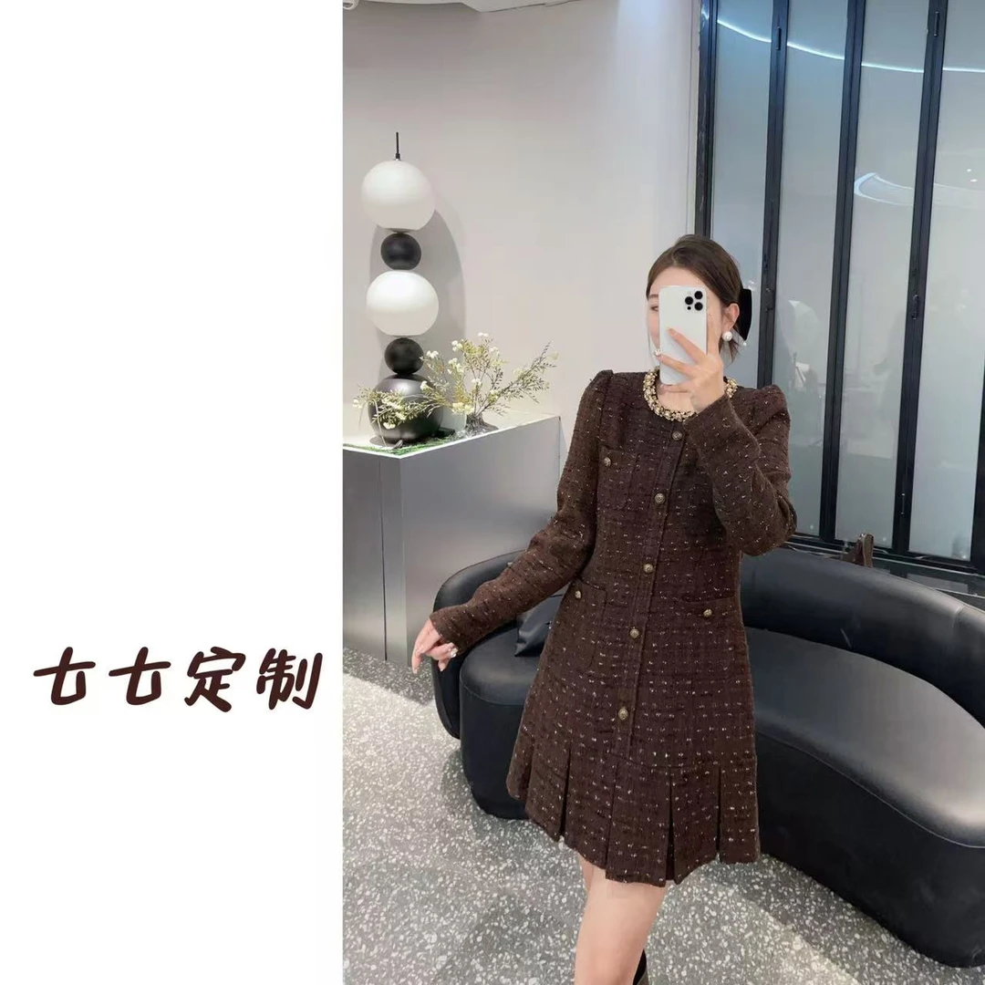 【千金驾到】原创设计师女装冬装新款法式复古千金感重工连衣裙2429