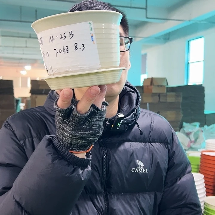 正品矮陶口15高11米色带托10只