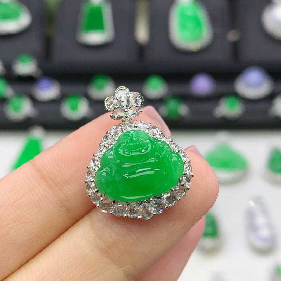 一***媛翡翠18K金镶嵌吊坠(不含链)