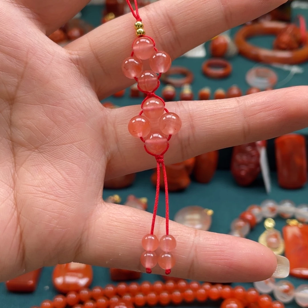 南红玛瑙未镶嵌开播福利川料南红手工编织手机挂