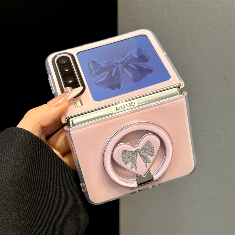 适用华为purax典藏版折叠屏手机壳PuraX闪粉爱心蝴蝶结磁吸支架女