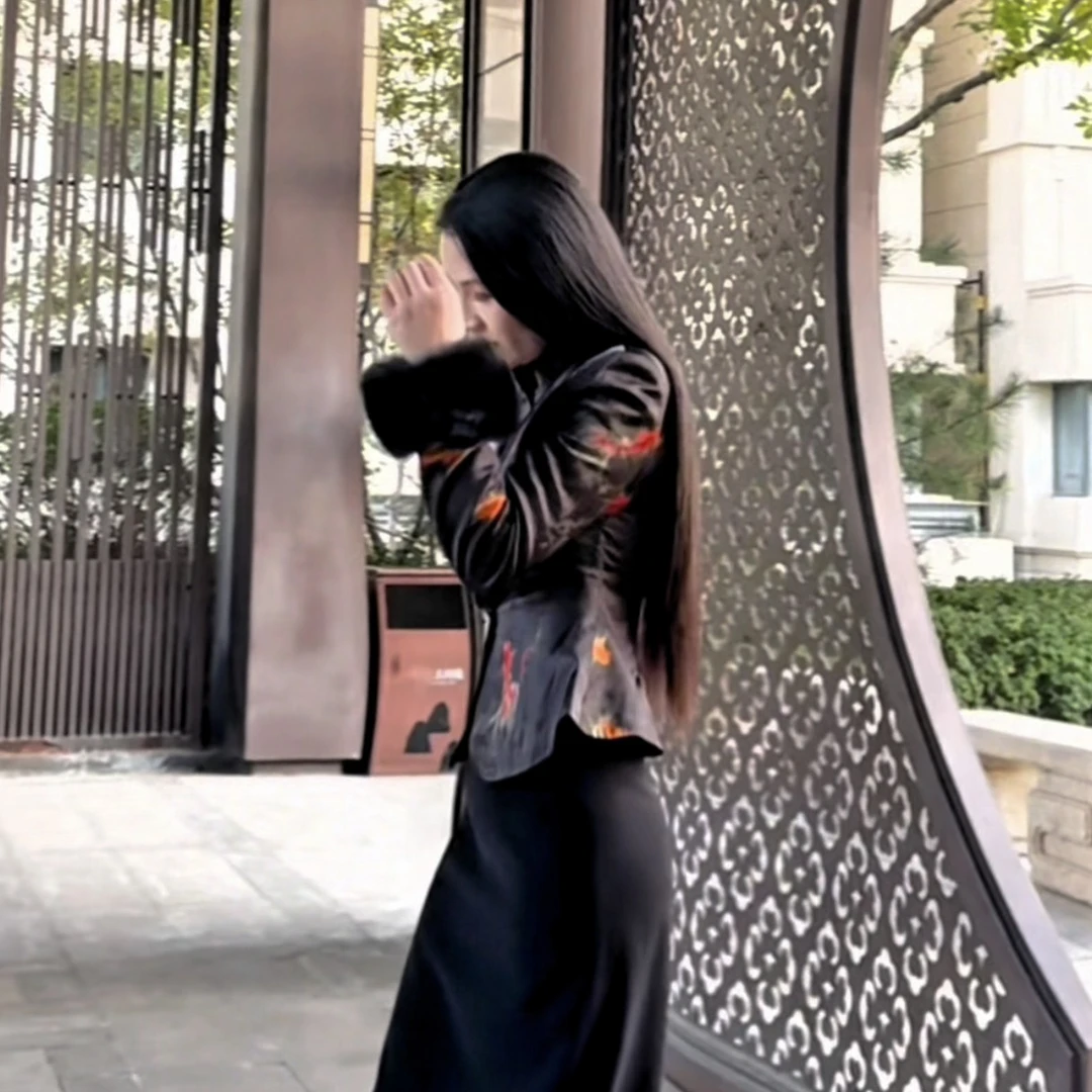 冬季款金鱼毛领上衣-0880