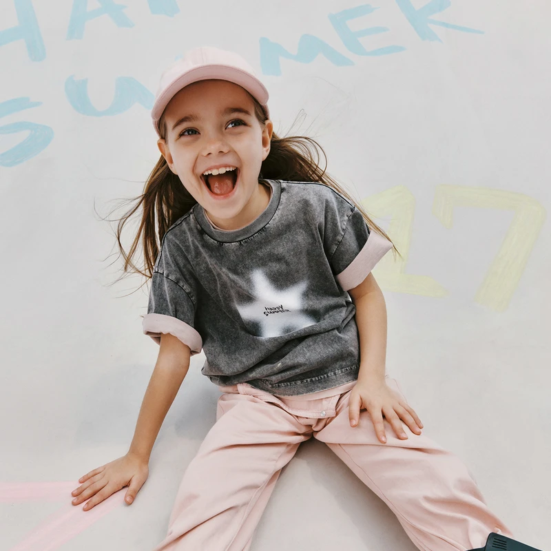 littlemoco童装夏装新款男童做旧洗水短袖T恤#KBD2TEE040