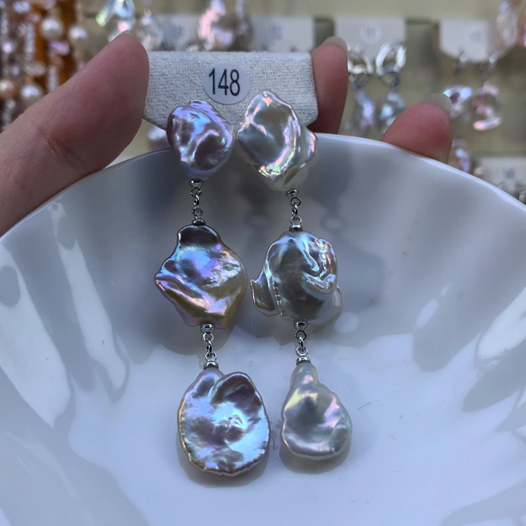 小***李合金淡水珍珠耳环特价148号拍2个