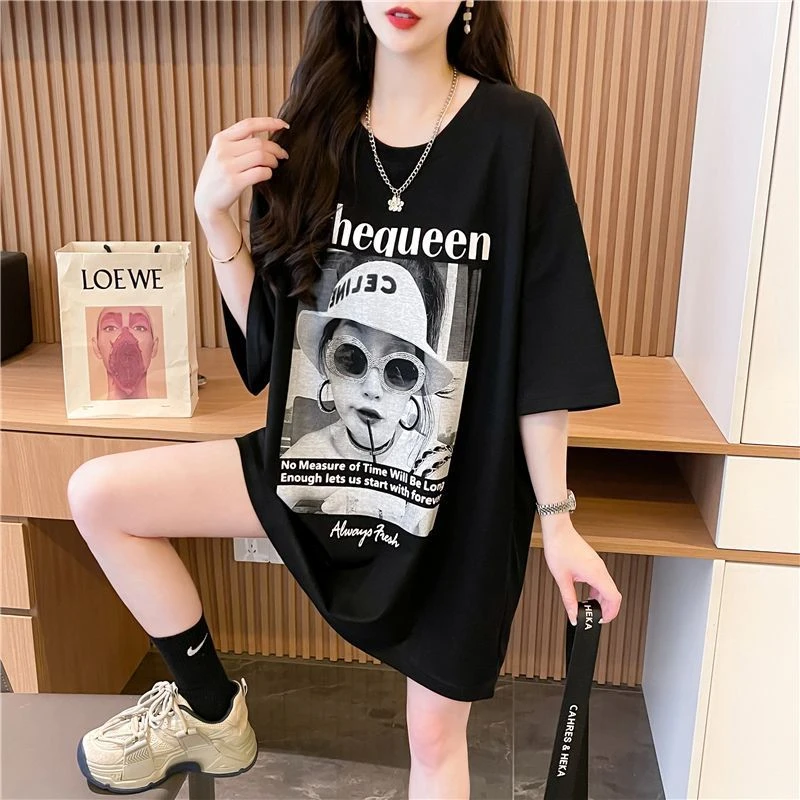 独特漂亮绝美ins欧美洋气宽松中长款后背蕾丝拼接上衣