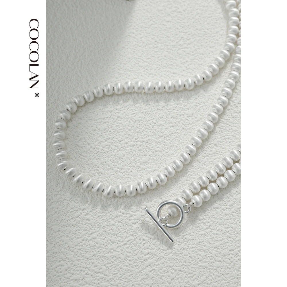 合金项链 COCOLAN【拉丝珍珠】拉丝镀银珍珠项链女CL1XL0220
