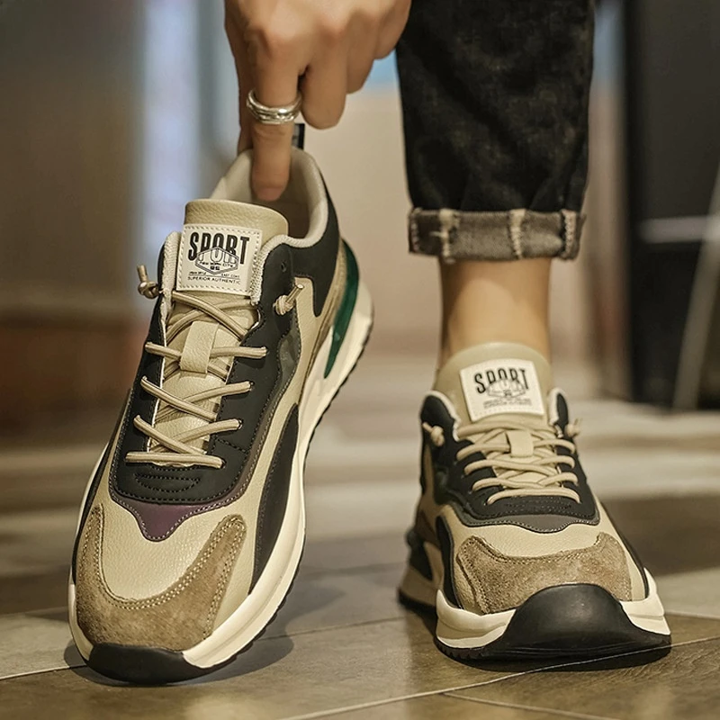 秋季百搭时尚2025韩版休闲鞋新款潮流复古男鞋厚底网红潮鞋