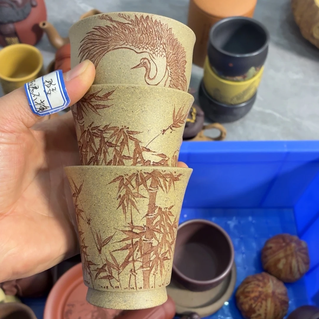 奔***跑紫砂茶杯瑕疵不退不换介意勿拍