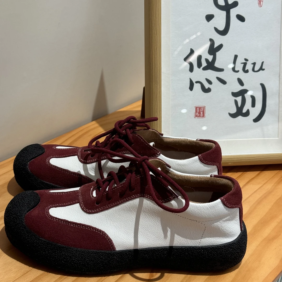 喜樂 2025德训鞋春季新款时尚百搭复古休闲系带撞色软底休闲鞋
