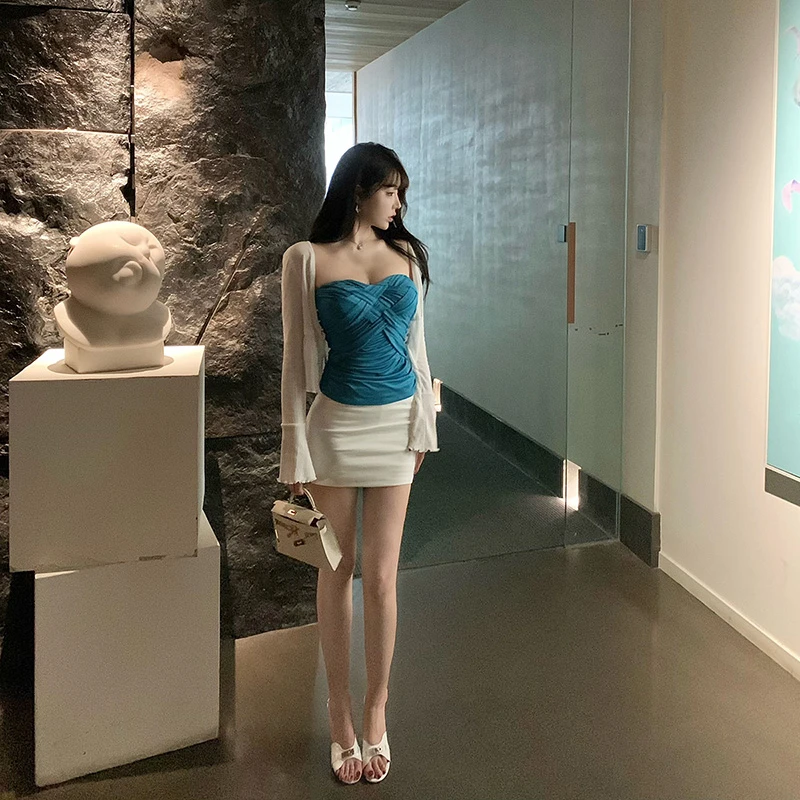 Liuu嘻嘻阿白色包臀短裙女春夏性感半身裙高腰紧身弹力辣妹一步裙