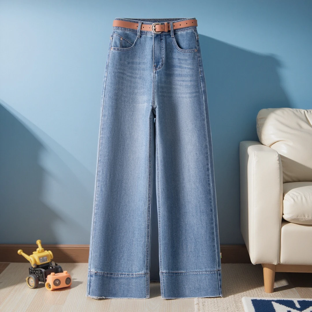 高腰阔腿牛仔裤女春秋季2025年新款宽松显瘦小个子洋气垂感直筒裤